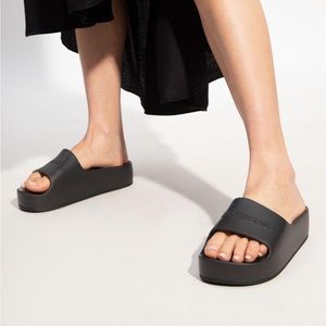 BALENCIAGA Logo Chunky Slides Black Size 38